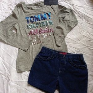 Girls Long sleeve and denim shorts