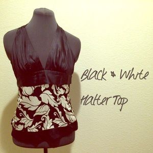 Black and white halter top