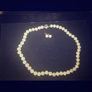 Real Pearl Necklace and Earrings bundle