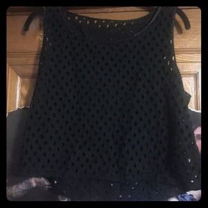 💞 TRADED 💞 AA Black Embroidered Eyelet Mesh Tank
