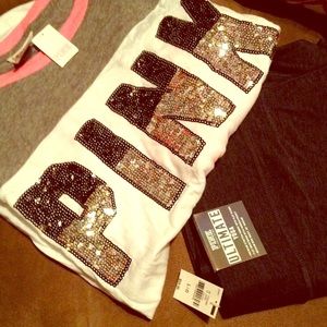 PINKY Bling Tee with ultimate yoga leggings .