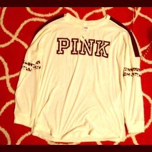 VS PINK lightweight Leopard Trim Varsity NWT