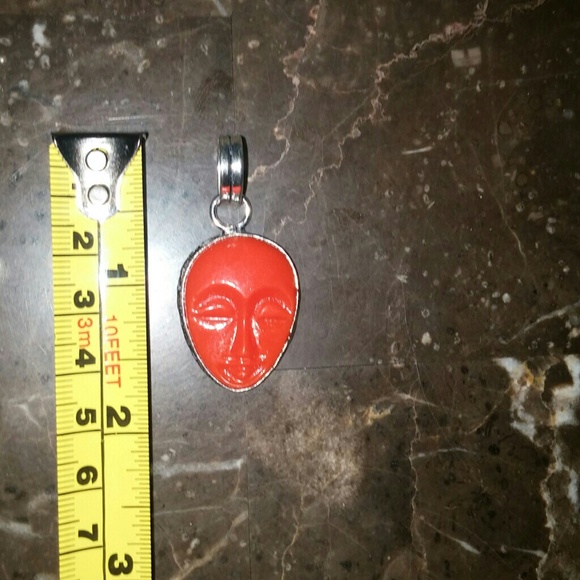 Silver 925 SPA face in Red pendant