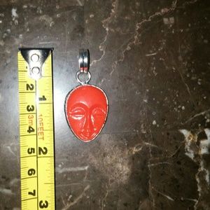Silver 925 SPA face in Red pendant