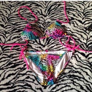 Multi-color Cheetah print two-piece bikini