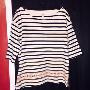 Boat neck striped tee