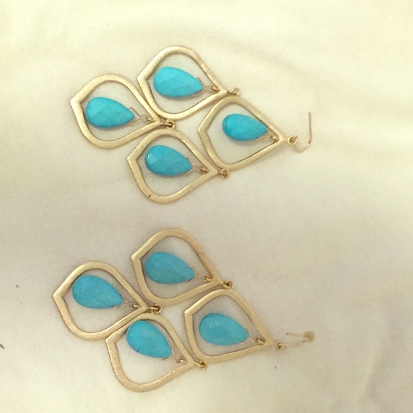 Kendra Scott extra large turquoise silver earrings