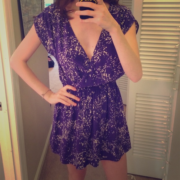 Purple low cut mini dress