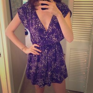 Purple low cut mini dress