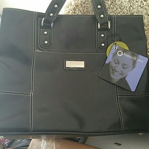 Black leather FranklinCovey 15.4 laptop bag