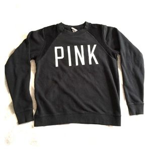 VS PINK Black Mesh Crewneck Hoodie