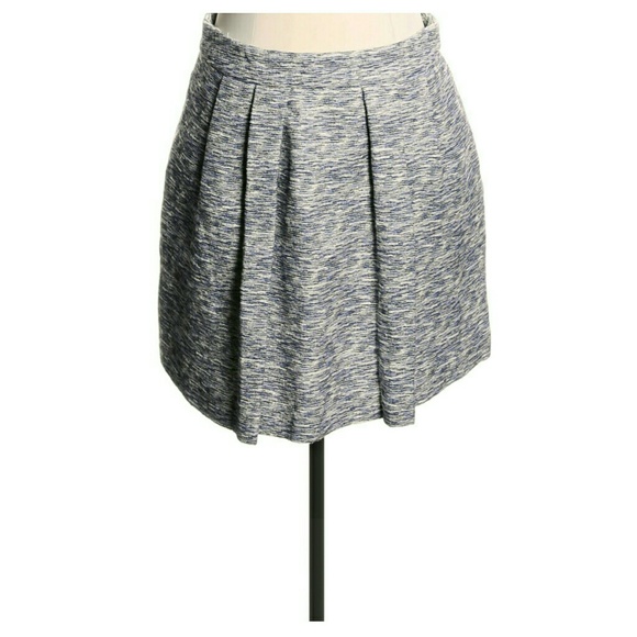 Zara Basic Blue Print Linen Blend Skirt