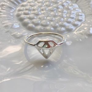 Silver diamond shape ring