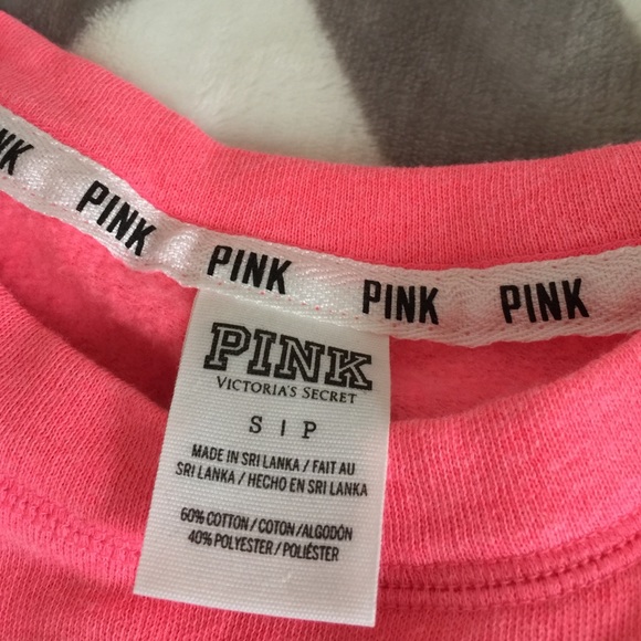 🚫 SOLD 🚫NWOT VS PINK Neon Pink Crewneck Hoodie - Picture 2 of 3