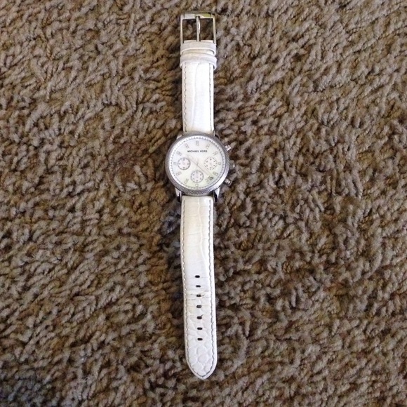 Michael Kors white leather band women's watch.