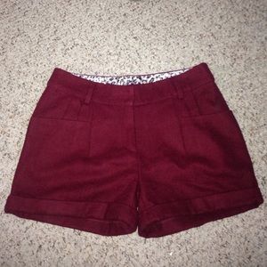 Dark red/burgundy high rise polyester shorts