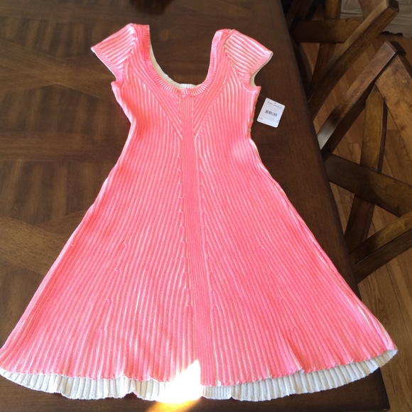 Free People Knit Dress Neon Orange - Picture 1 of 2