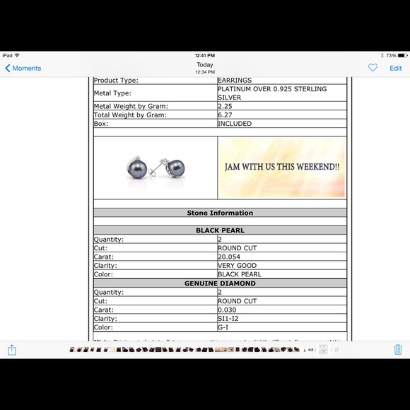 Black Pearl and Diamond Earrings‼️SALE‼️ - Picture 2 of 4