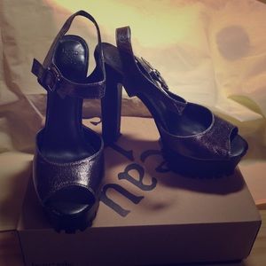 Gunmetal Lug Sole Platform Heels