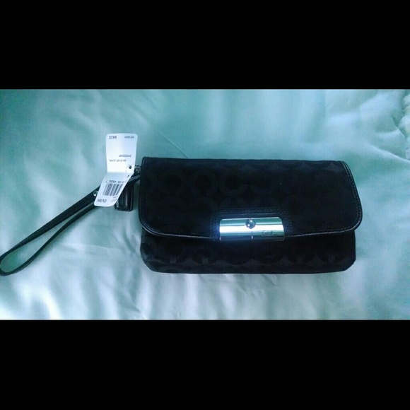 Coach Black and Silver Wrist Purse