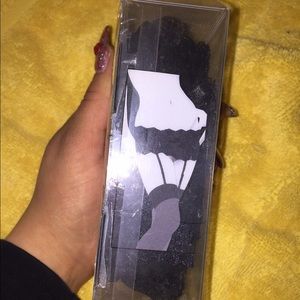 Black lace garter belt with stockings lingerie