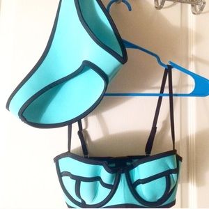 Neon Turqoise Neoprene material Bikini.