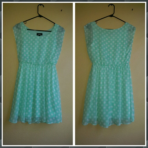 Mint green polka dot dress