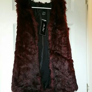 Maroon Faux Fur Vest