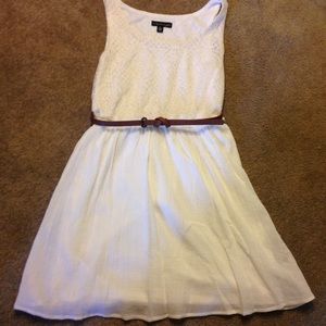 White lace dress with belt