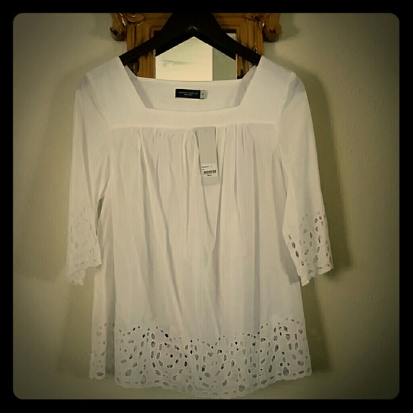 White eyelet top