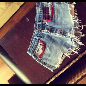 Levis distressed denim shorts