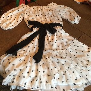 WHBM white w black dots and removable black sash