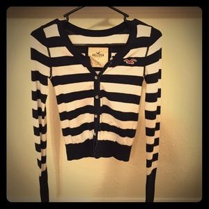 Navy and White Striped Cardigan