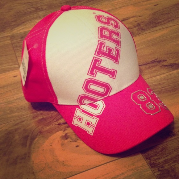 Pink and white hooters hat