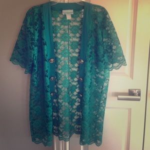 Vintage Lace Emerald Green Tunic with buttons
