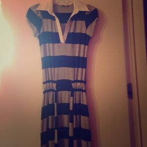 Blue and gray shirt dress