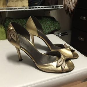 BCBG gold heels