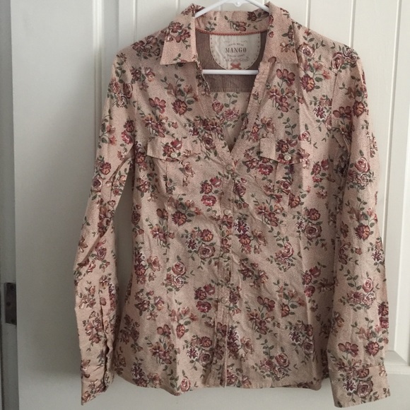Mango floral long sleeve button up