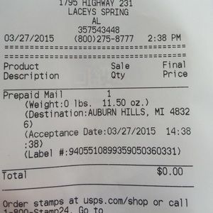 proof of shipping