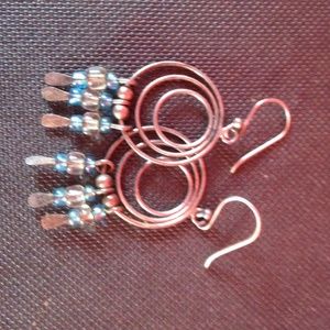 Blue silver dangly earrings