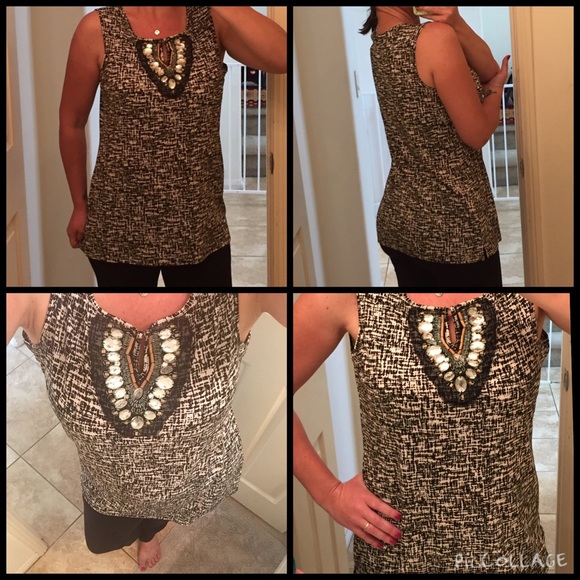 ♨️Black & White tank w/ Indian inspired beading - Picture 4 of 4