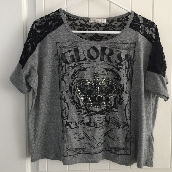 Forever 21 Lace-back grey top