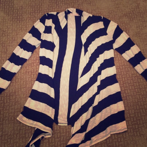 Navy and white striped cardigan