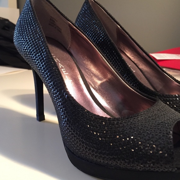 Michael Sequenced Black High Heels with open toe