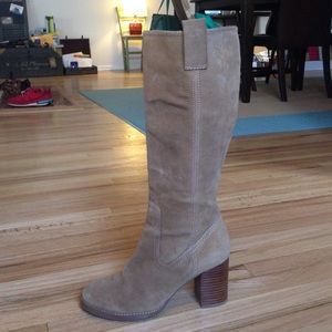 Tall tan suede boots