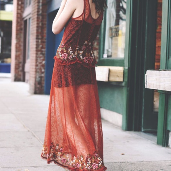 SOLD Free People floral embroidered lace maxi - Picture 2 of 4