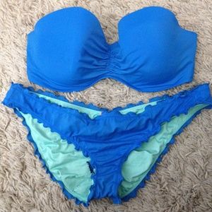 Victoria's Secret Blue Bandeau Bikini 38DD/Large
