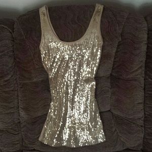 Express gold sequin tank top