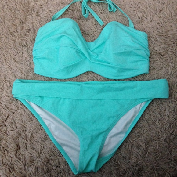 Victoria's Secret Teal Bandeau Bikini 36DD XLarge