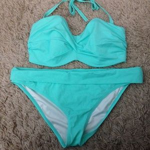 Victoria's Secret Teal Bandeau Bikini 36DD XLarge